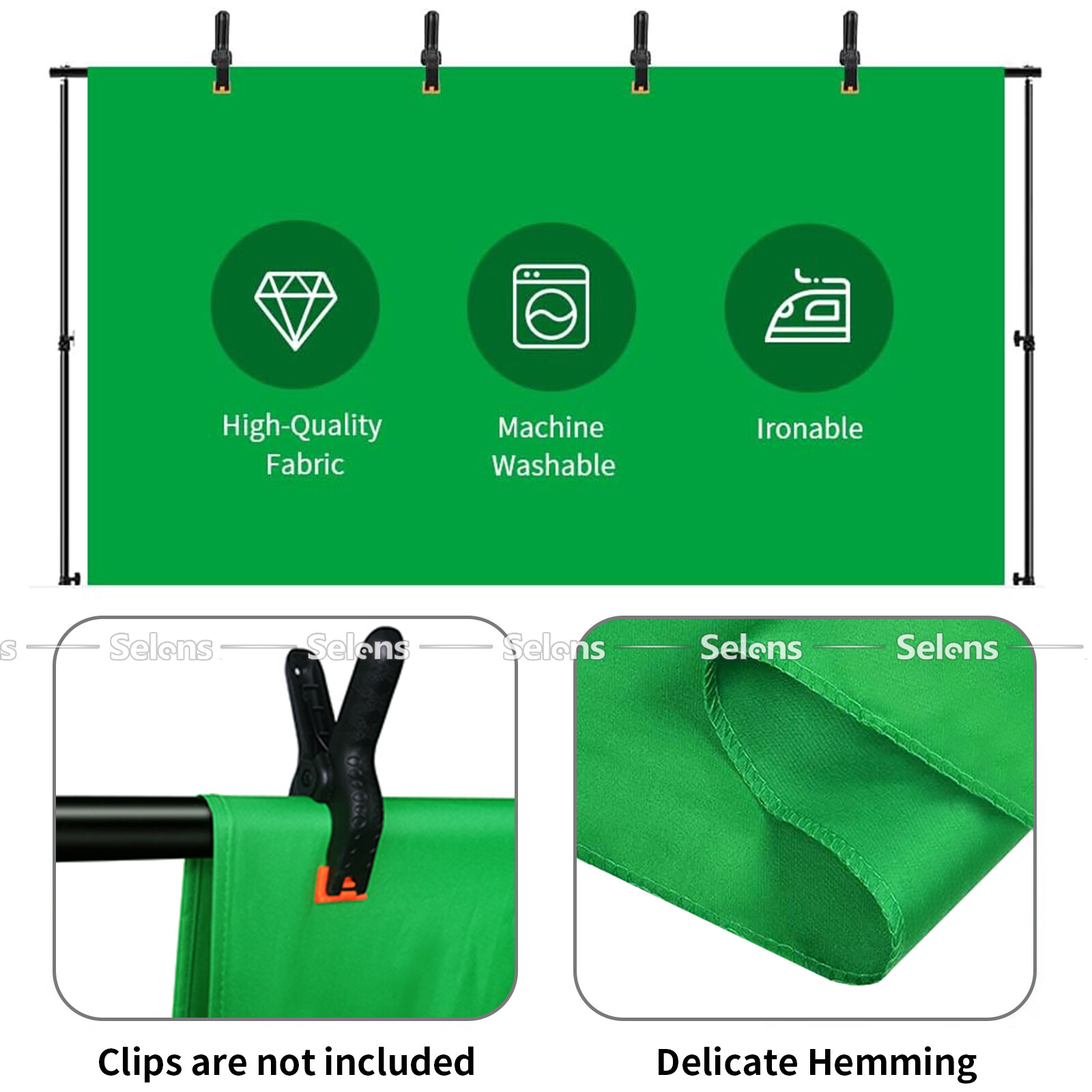 Selens 10 x 10ft Green Chromakey Backdrop Screen Photography Background Studio