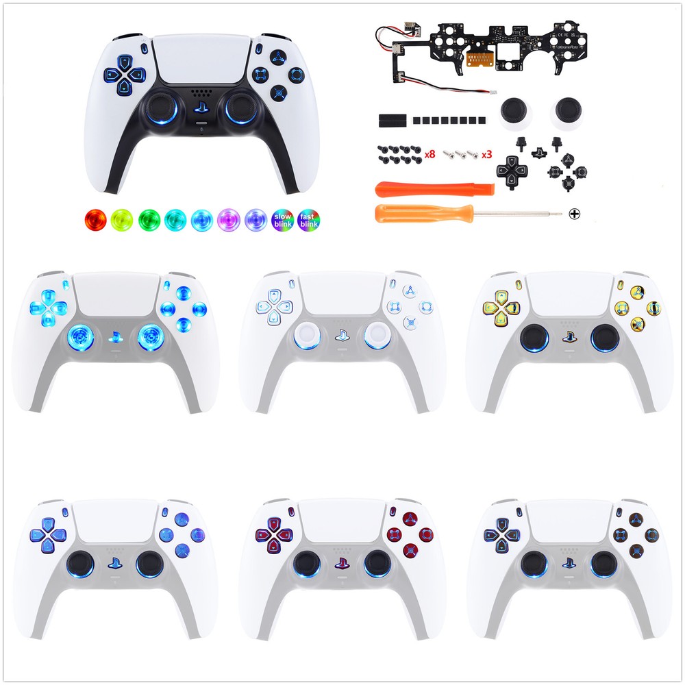 7 Colors 9 Modes Luminated Buttons LED Kit For PS5 Controller BDM-030/040/050