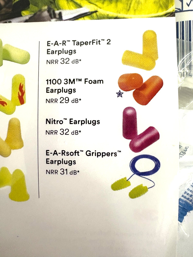 12 PAIR DISPOSABLE EAR PLUG ASSORTMENT PACK 3M - NEW!