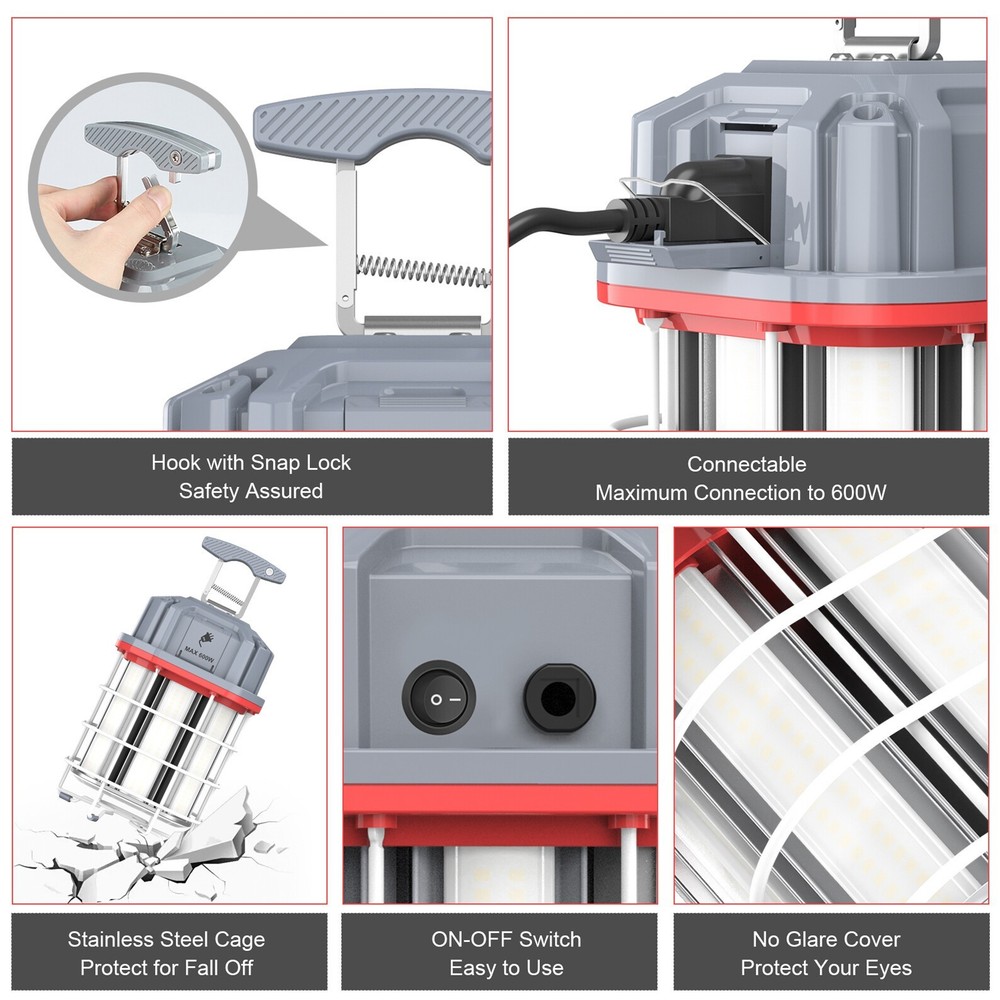 100W Linkable LED Temporary Hanging Work Light Portable Job Site Working Light