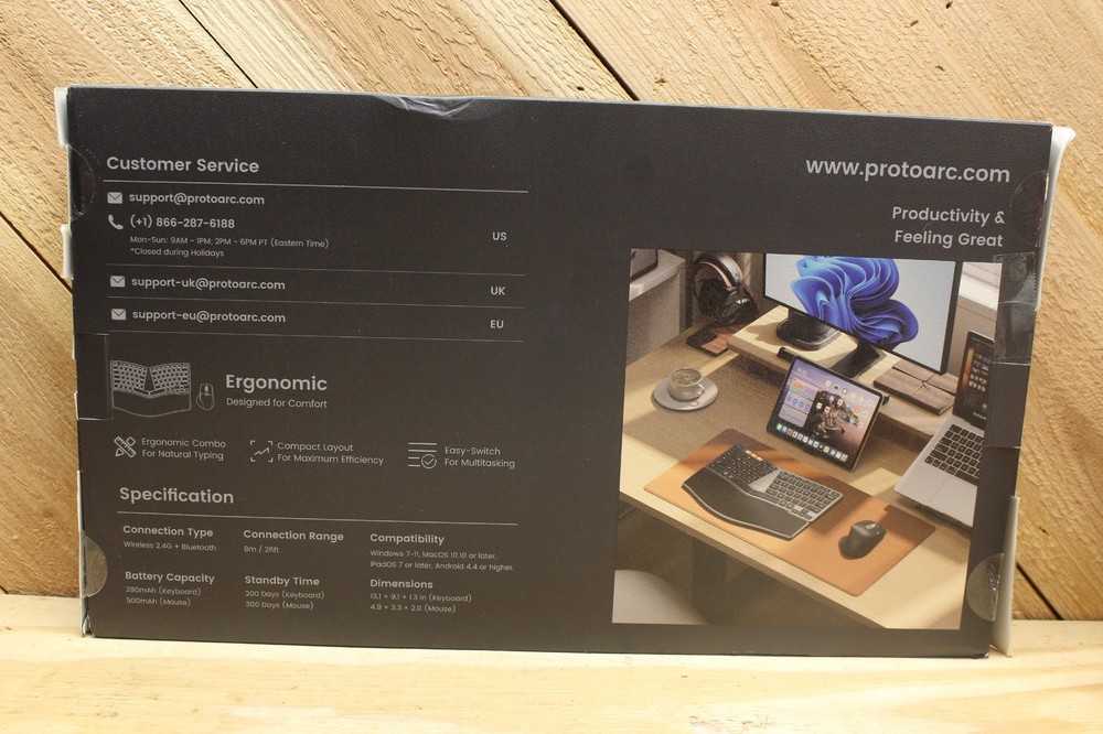 EKMo4 mini ergo keyboard & mouse ProtoArc. Wireless combo. New