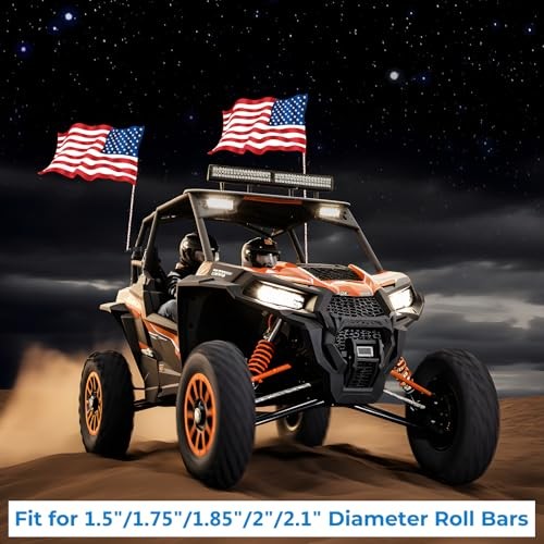 2PCS Thickened UTV Whip Light Mount, Solid Aluminium Alloy UTV Flag Mount,