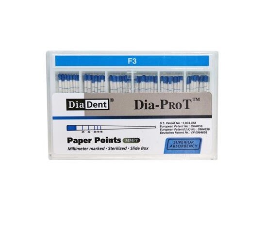 DiaDent Specially Tapered Dia-PRO T MMPP Paper Points All Sizes F1-F5 100/Box
