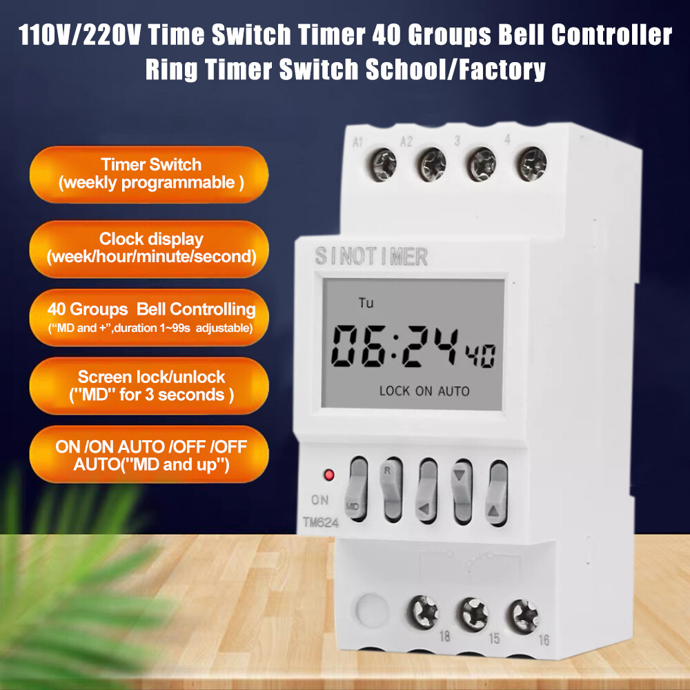 TM624 110V 16A 50Hz 40 Groups School/Factory Bell Controller Timer Clock