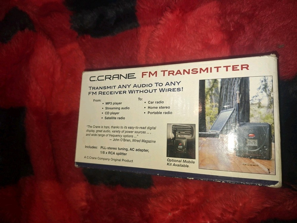 C. Crane Digital FM Transmitter FT-007 Black Mica Auto Off Tune Buttons works