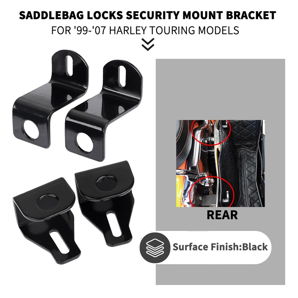 Black Saddlebag Locks Security Mounting Bracket Kit For Harley Electra Glide FLH