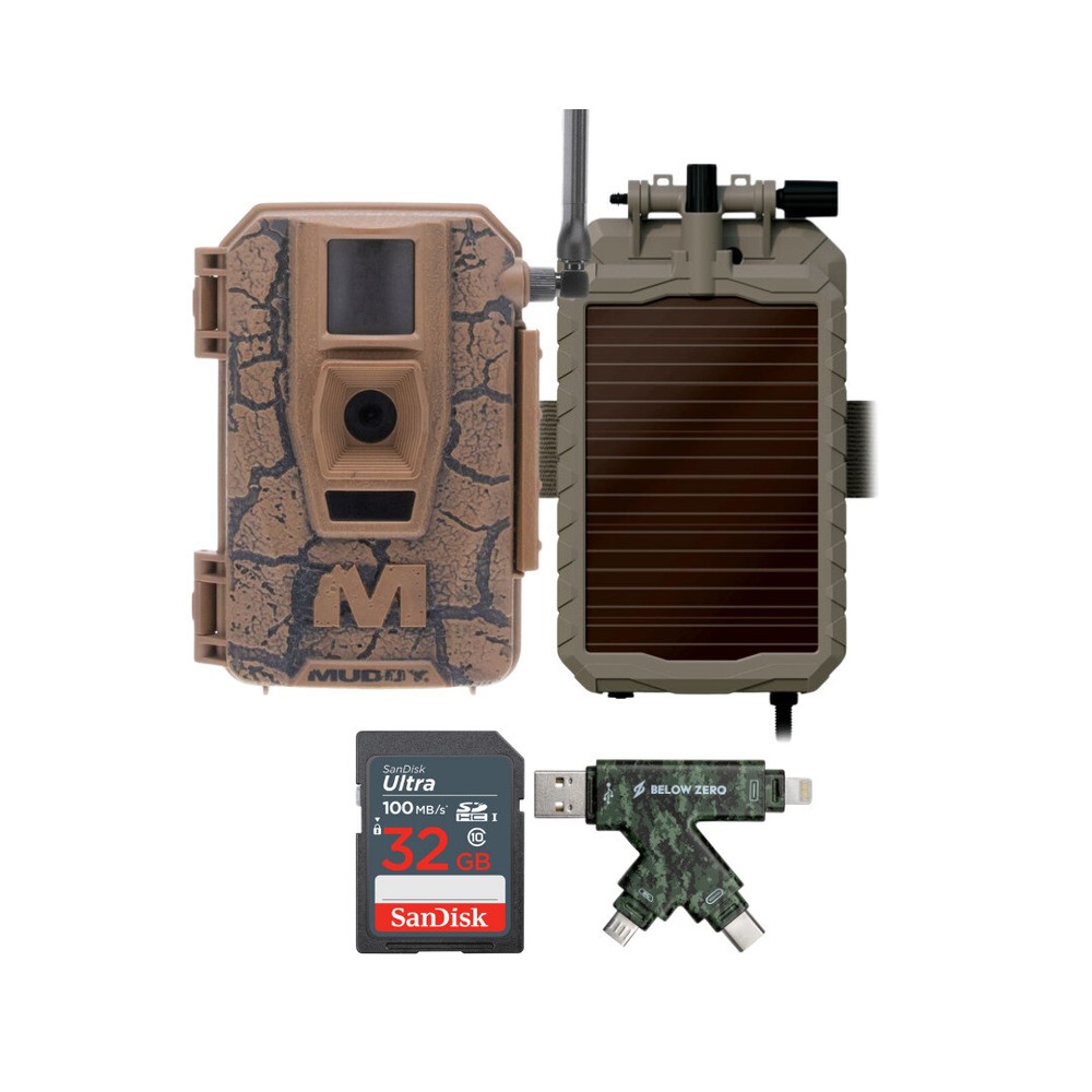 Muddy Mitigator Cellular 24MP Imaging Trail Camera with Solar Battery Bundle