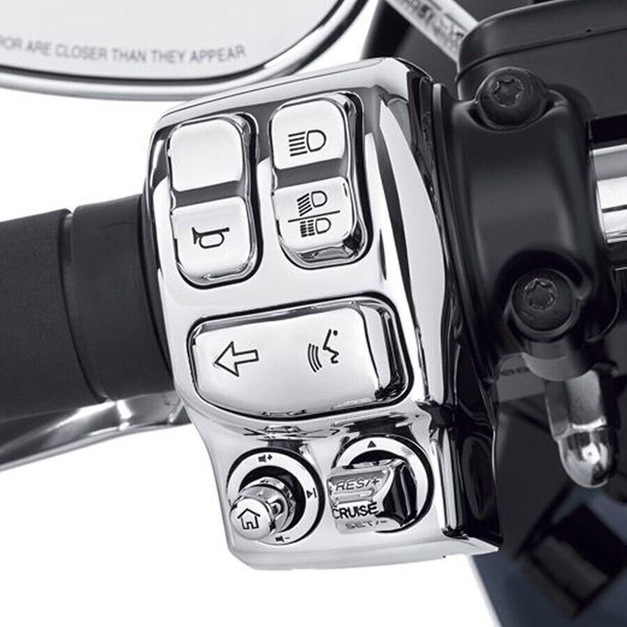 13pcs Chrome Hand Control Switch Housing Button Cap For Harley Touring #2014-19