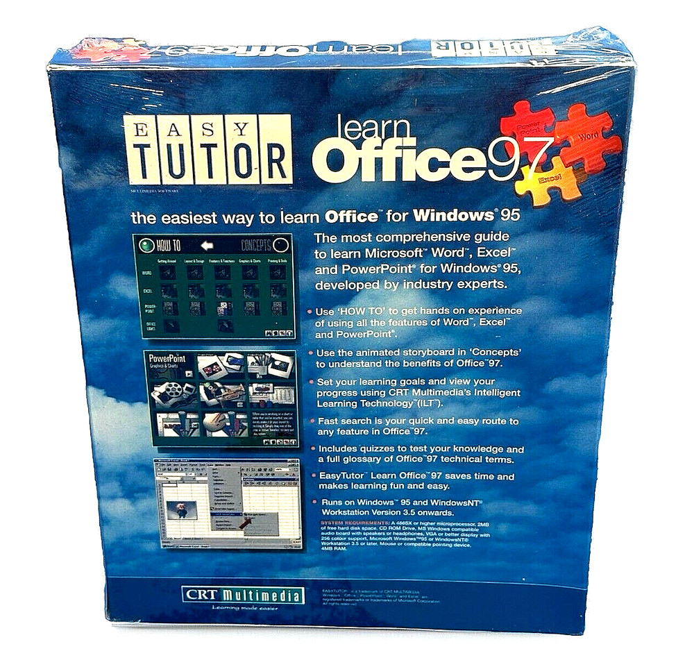 Easy Tutor Learn Microsoft Office 97 PC Software CD ROM Windows 95/ NT Sealed