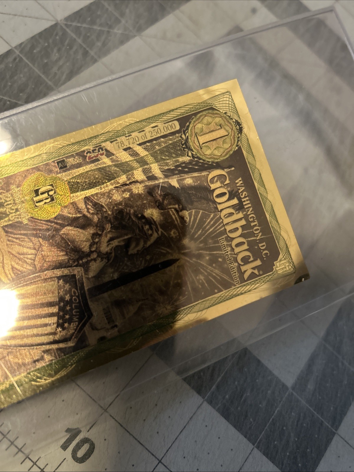 WASHINGTON D.C. GOLDBACK 1/1000th oz .999 FINE GOLD LIMITED SOLD OUT SHIPS NOW