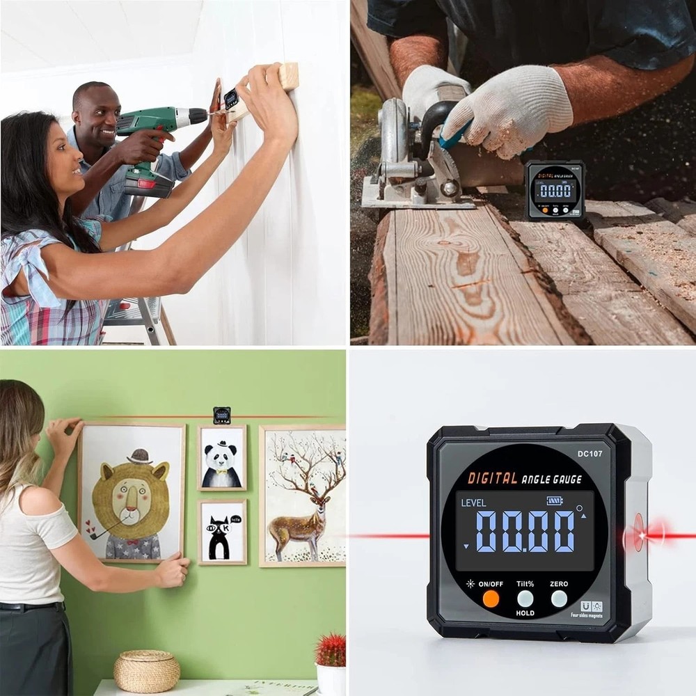Digital Angle Finder with Electronic Laser - 4-side Strong Magnetic Angle Gau...