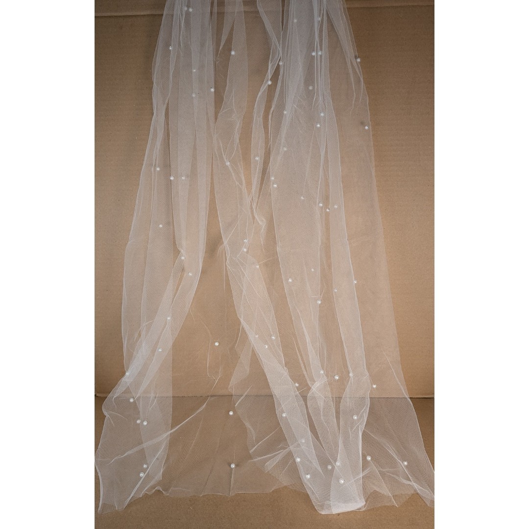 1 Tier Pearl 36 Inch Wedding Bridal Veil With Comb Ivory White