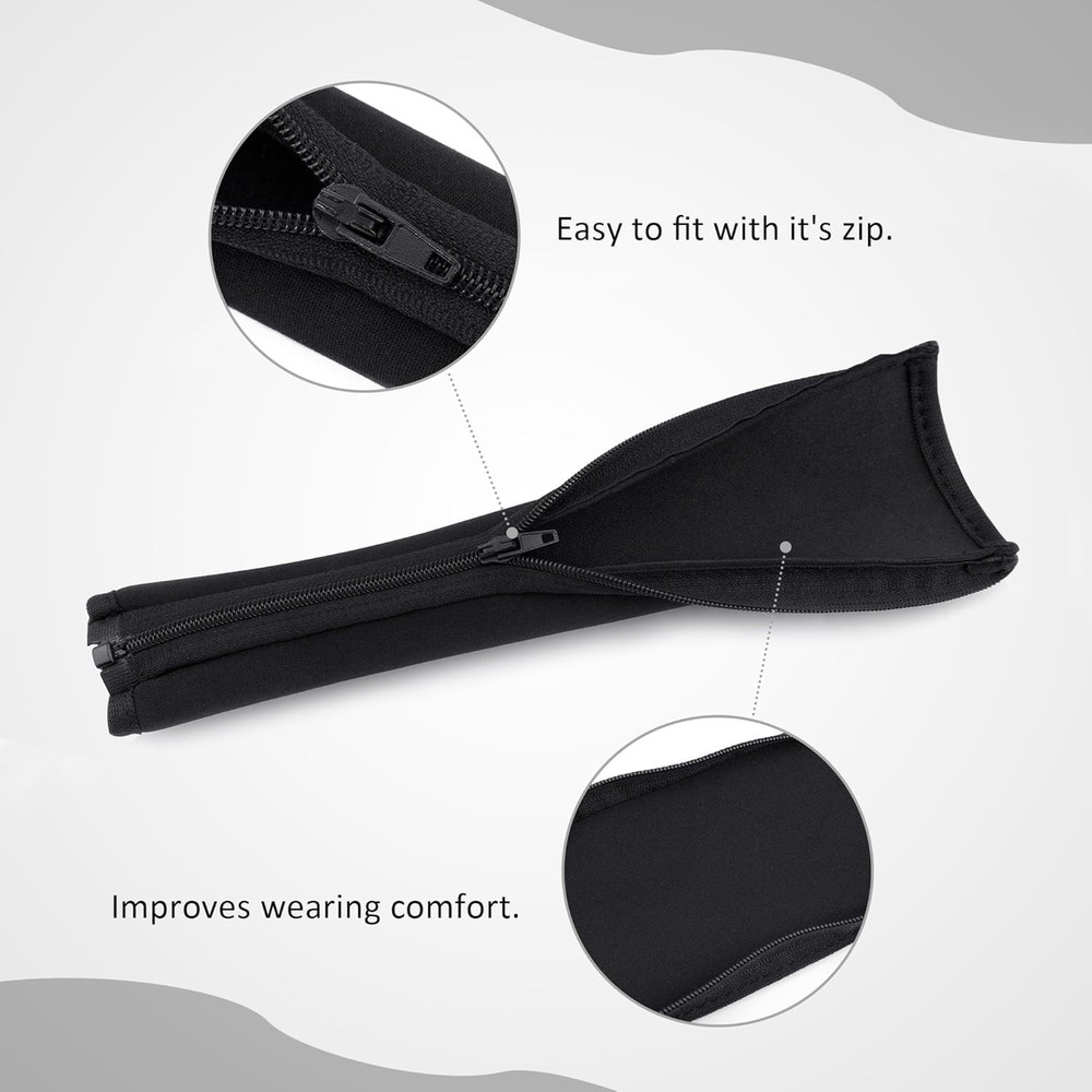Versatile Black Headphone Headband Protector with Zipper - Easy Care Solution