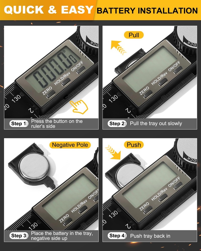 Protractor, Digital Angle Finder Protractor with LCD Display, 2-in-1 360° Angle