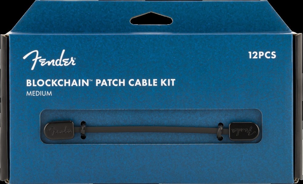 FENDER BLOCKCHAIN PATCH CABLE KIT - 12PCS - BLACK - MEDIUM 099-0825-302 NEW