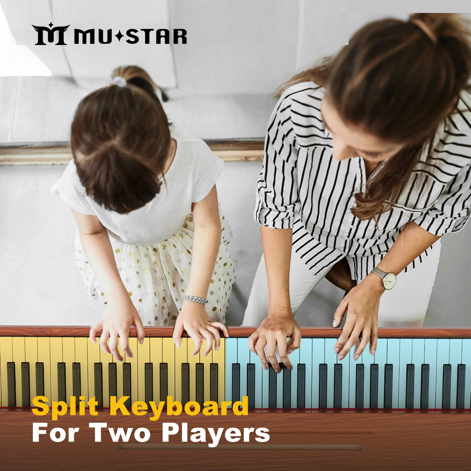 MUSTAR 88-Key Semi-Weighted Digital Piano with USB MIDI, Brown