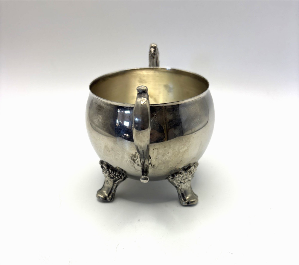 Vintage Silver Plated Open Sugar Bowl Footed Double Handle