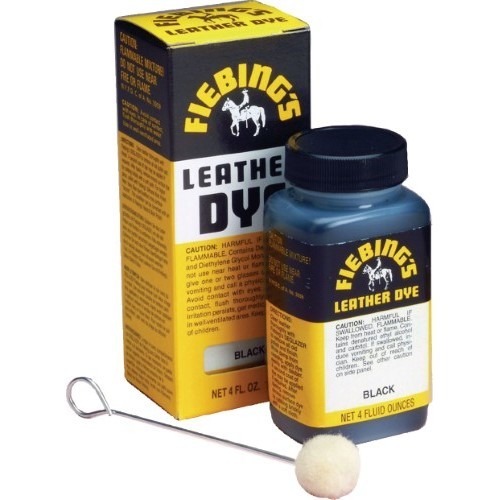 Fiebing's Leather Dye Black 4 oz Alcohol-Based Dries Uniformly - 2 Pack