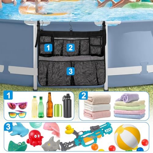 Efficient Pool Storage Bag with Adjustable Hooks for Easy Installation