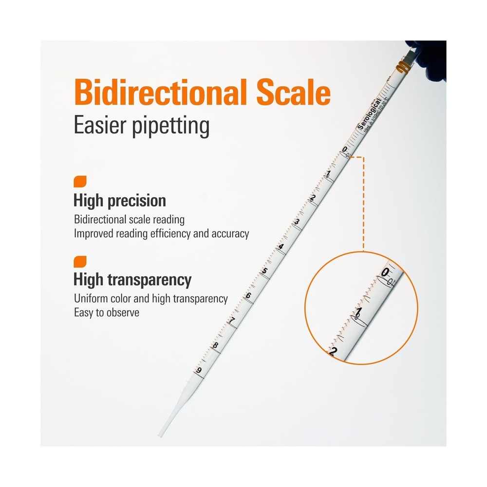 PEKYBIO Polystyrene Serological Pipettes Individually Wrapped Sterile Plastic...