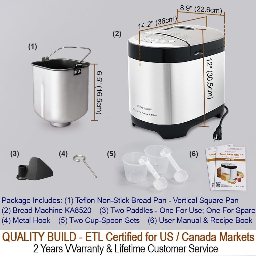 29in1 Smart Bread Machine With Gluten Free Setting 2lb 1.5lb 1lb Bread Maker Mac