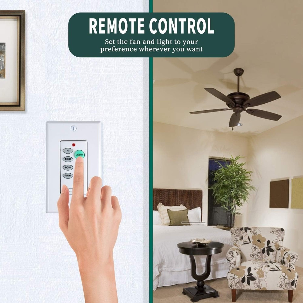 Wall-Mounted 3-Speed Fan Control & Light Dimmer - Compatible with Most Models