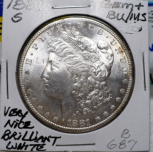 1881-S MORGAN SILVER DOLLAR GEM+ BU/MS, NICE+, WHITE+, SHARP STRIKE B687