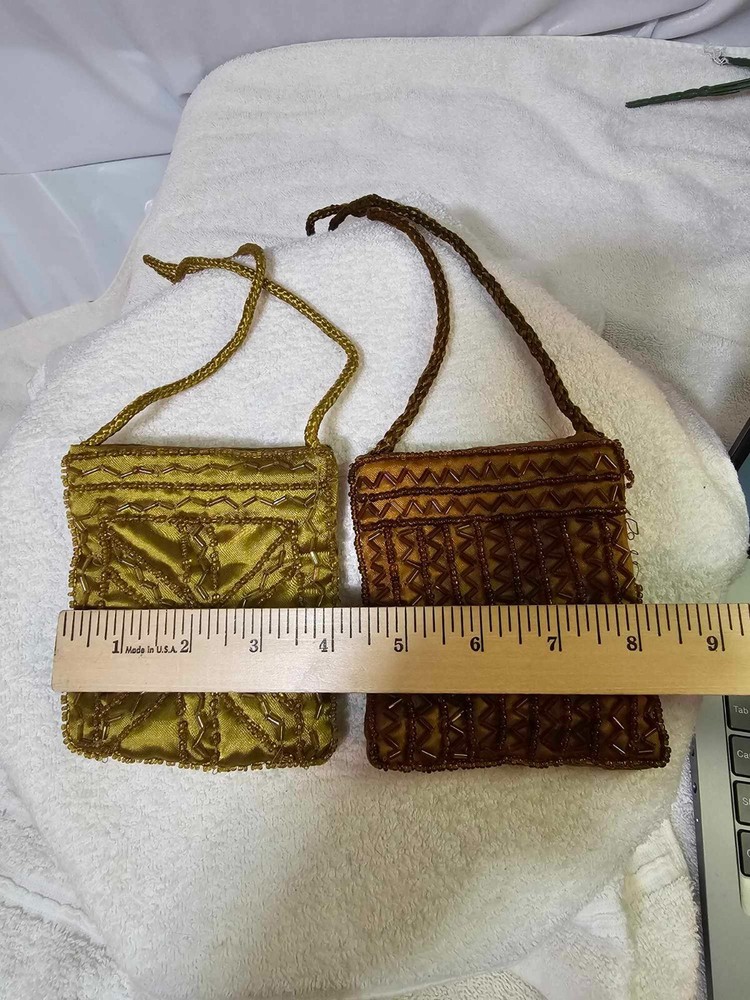 2 wallet pouch hand bag small w/ plastic beads mini- READ- B11