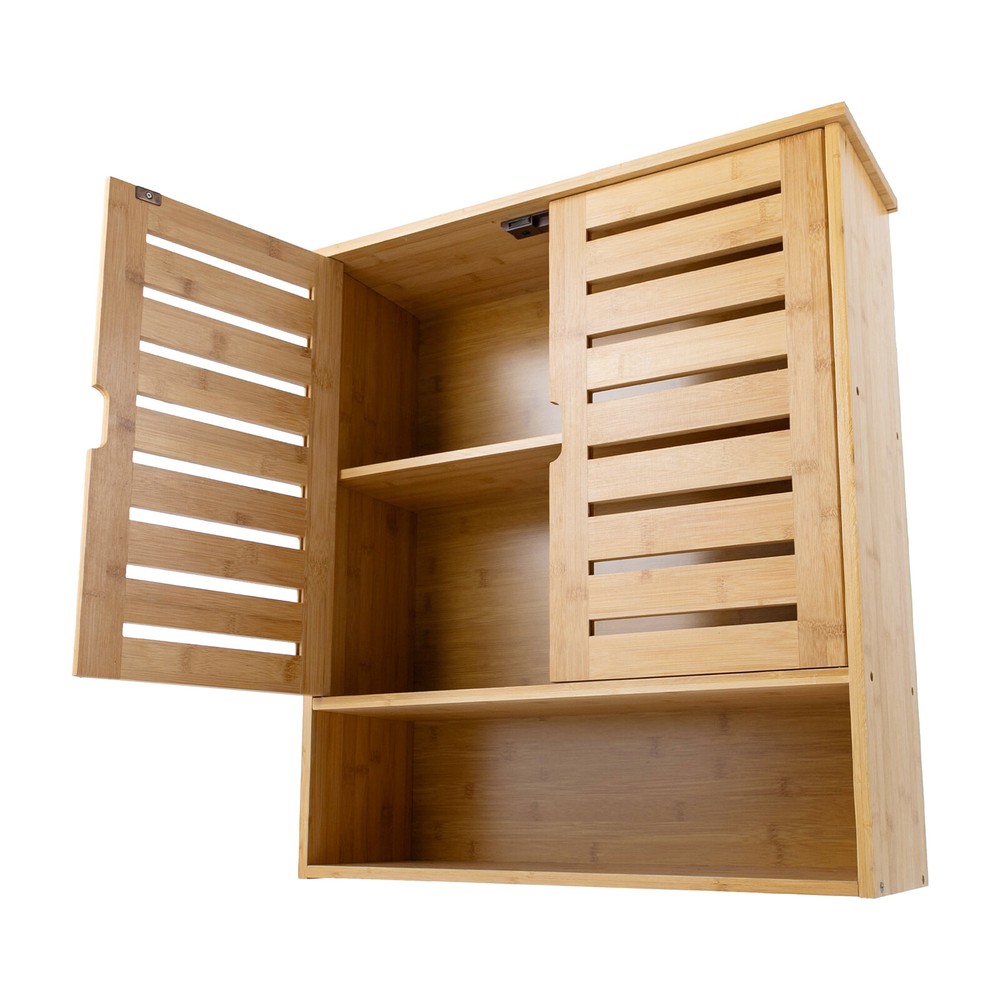 3-Layer Bamboo Storage Cabinets Modern Wall Mounted Decor Racks Storage Cabinets