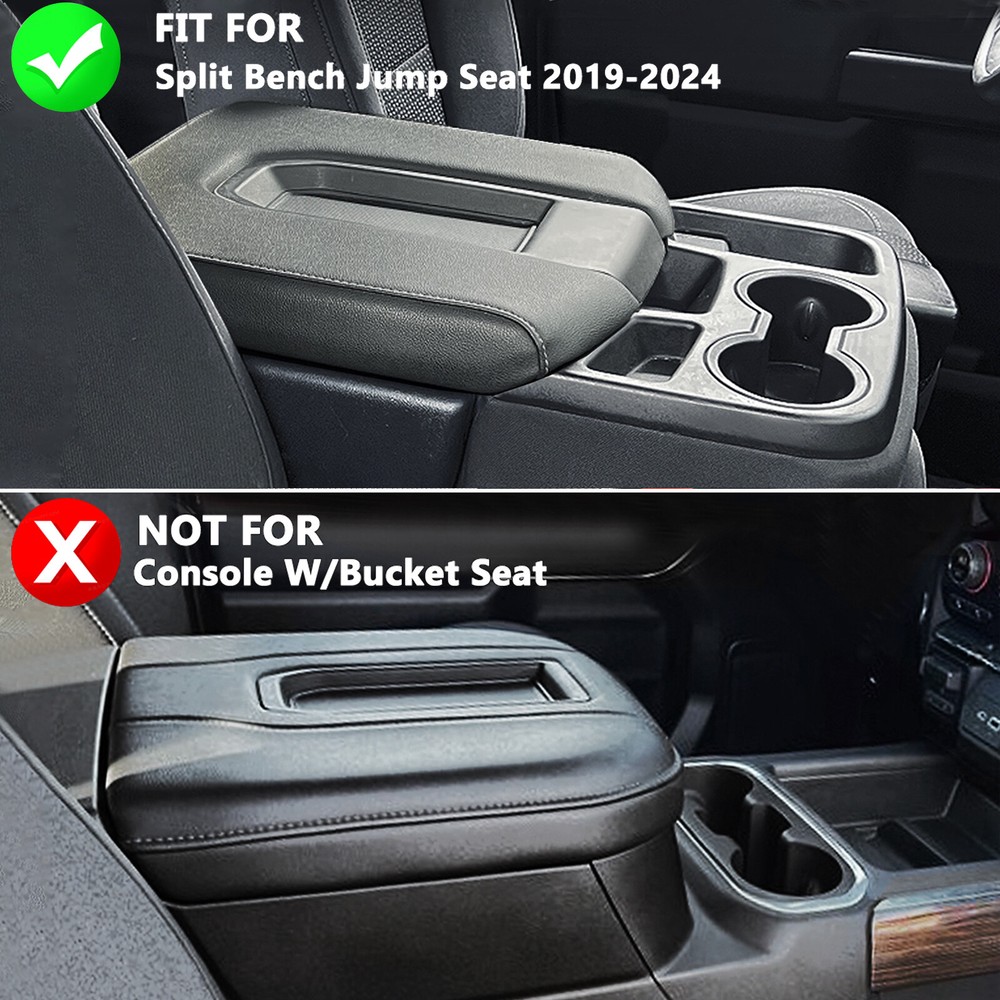 Fits 2019-2024 Chevy Silverado Center Console Armrest Replacement Leather Cover