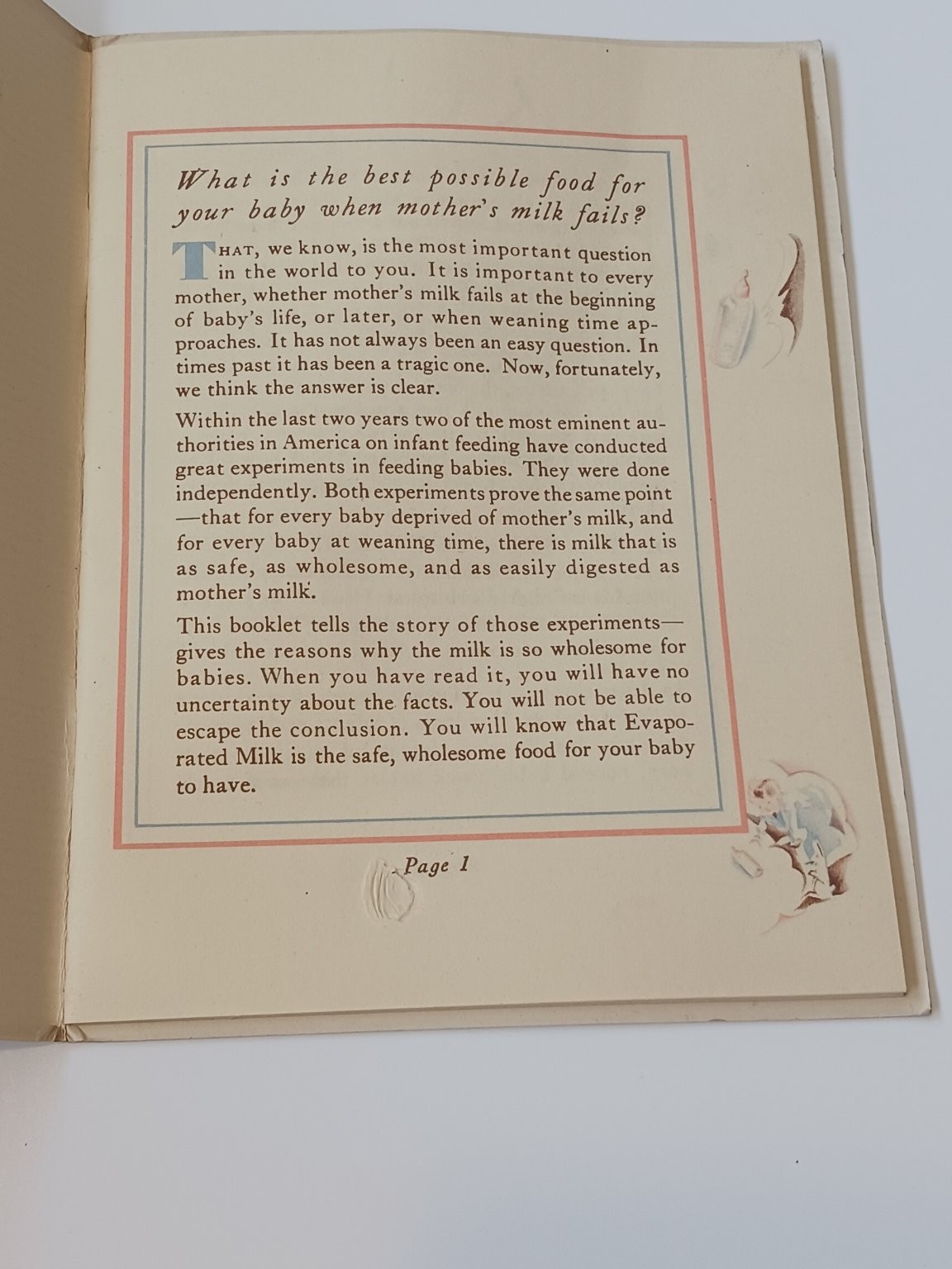 1929 Evaporated Milk A Safer World for Babies Guide Booklet Vintage Infant Care