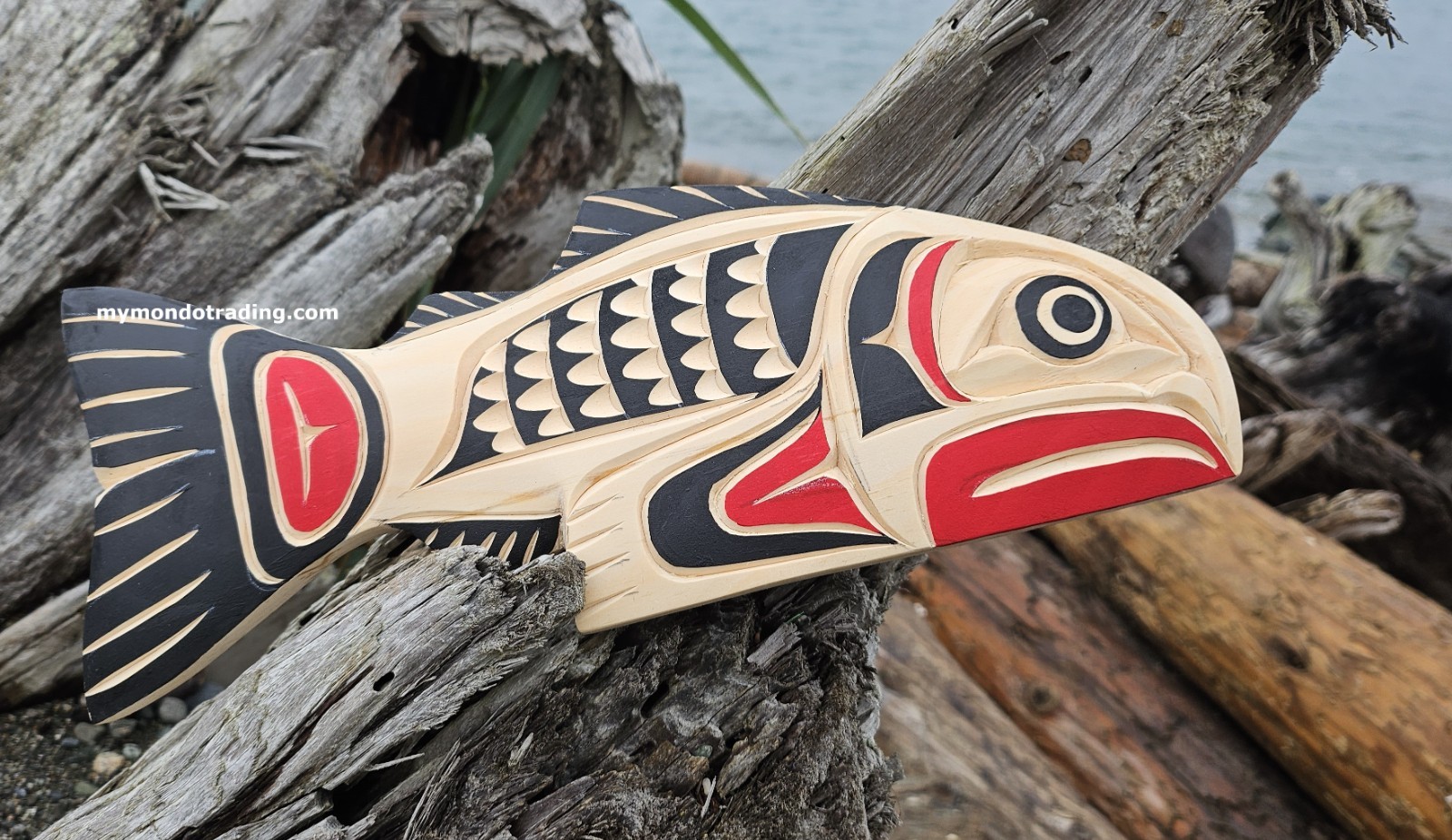 Northwest native North American Art carved SALMON authentic Indigenous art