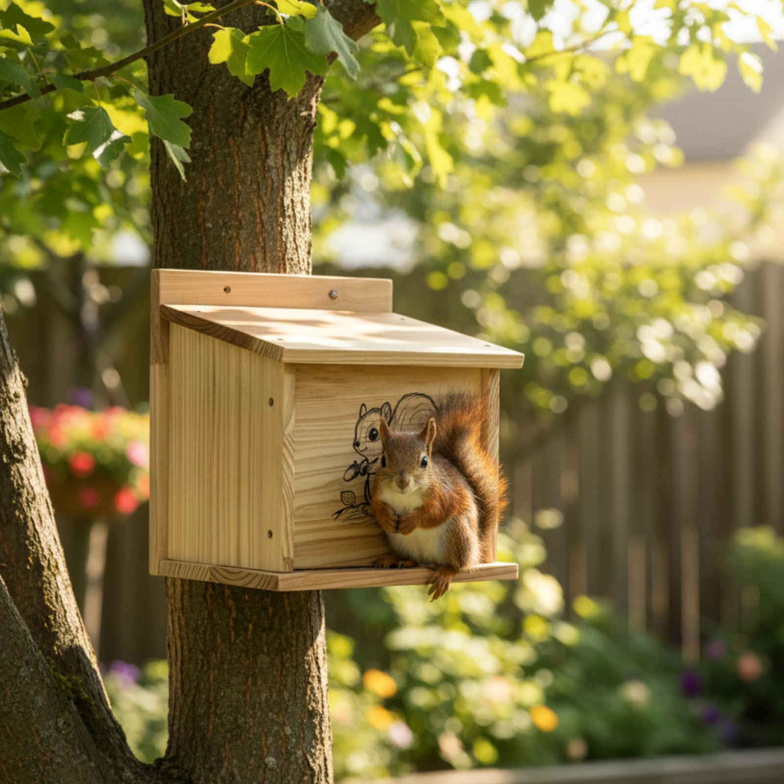 MrHN Small Squirrel House - Easy Assembly Nesting Box for Outside Wildlife
