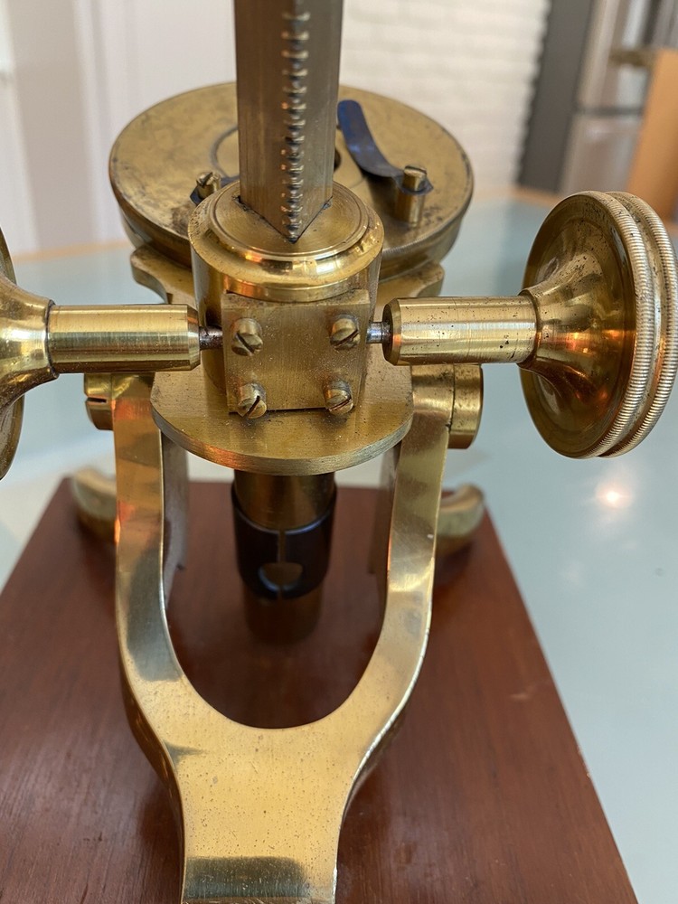 Antique Early English Brass Microscope. Unsigned.
