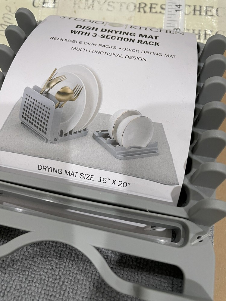 Rae Dunn CLEAN Sponge Brush & Studio Kitchen Dish Drying Rack