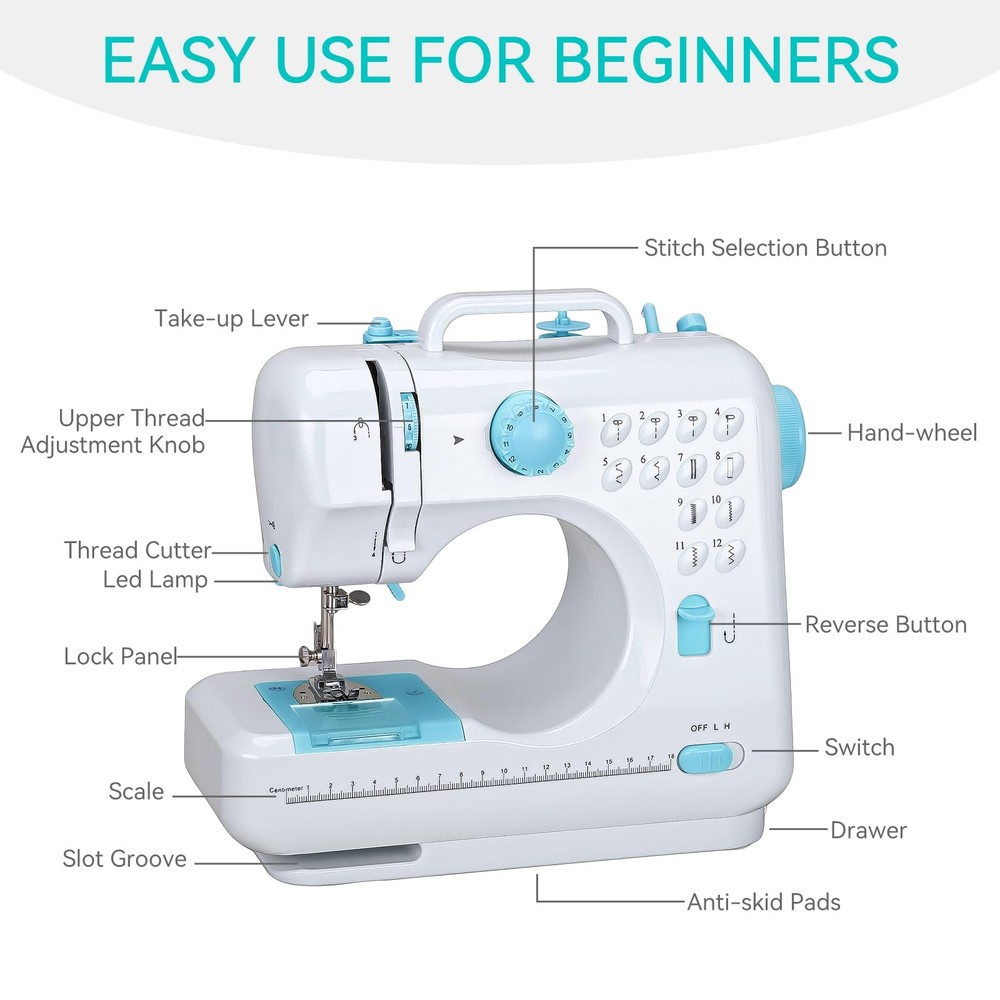 Mini Sewing Machine for Beginners, Portable Electric Sewing Machine with Dual