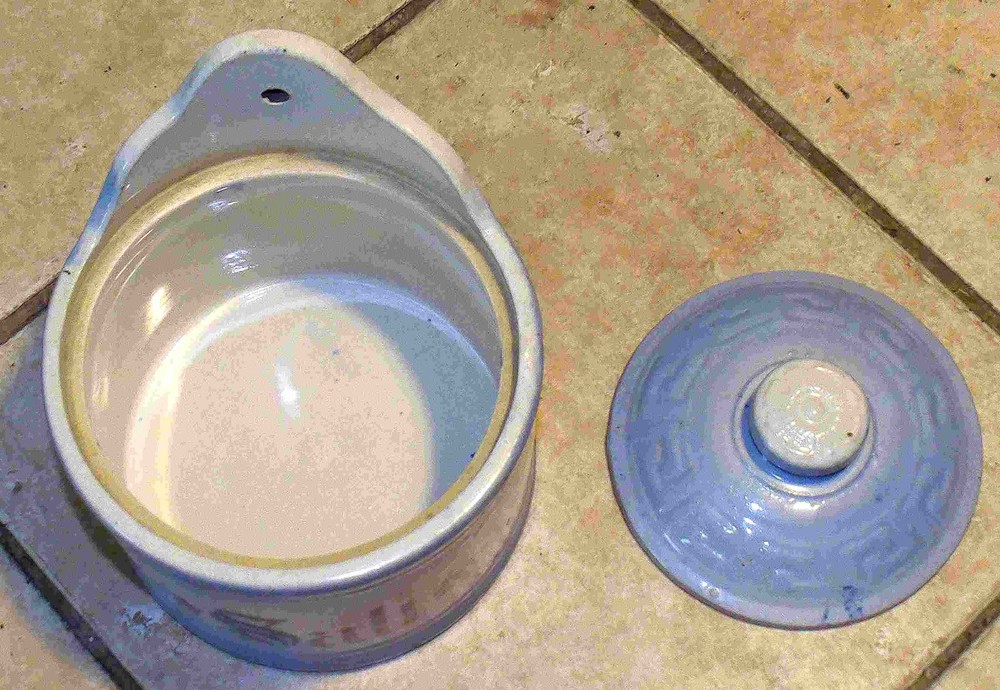 Large Antique Ceramic Salt Cellar Container with Lid