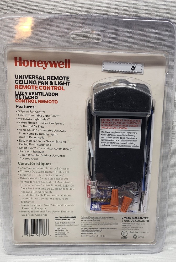 Honeywell Universal Remote Ceiling Fan & Light Remote Control 42136