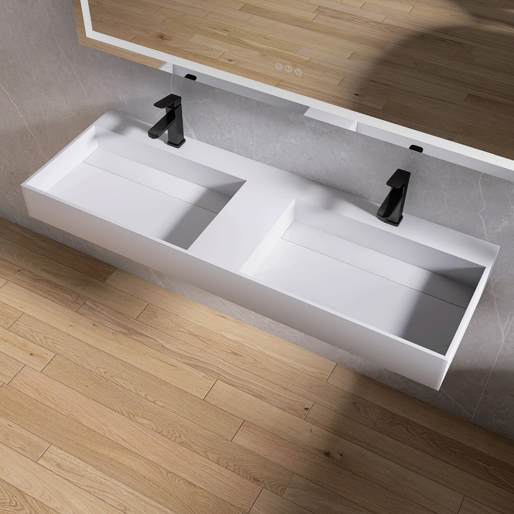 54'' Wall Mounted Bathroom Sink Solid Surface Bathroom Vessel Sink