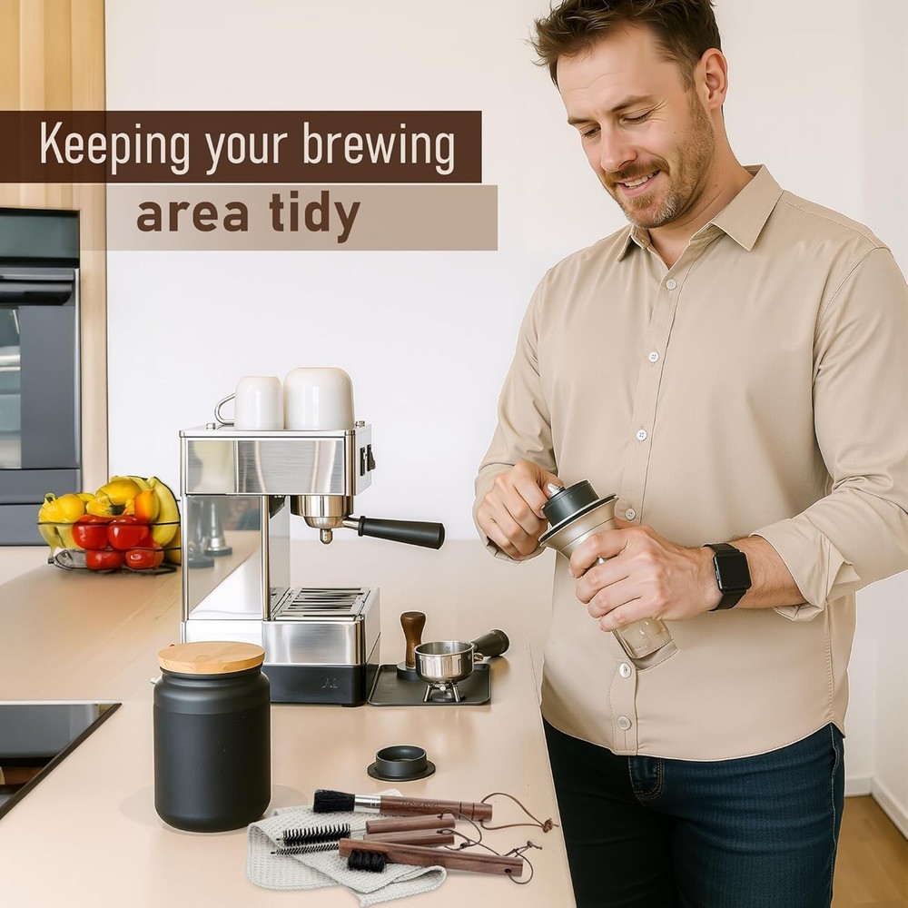 Espresso Machine Cleaning Essentials - 5pc Kit with Boar Bristle Brushes