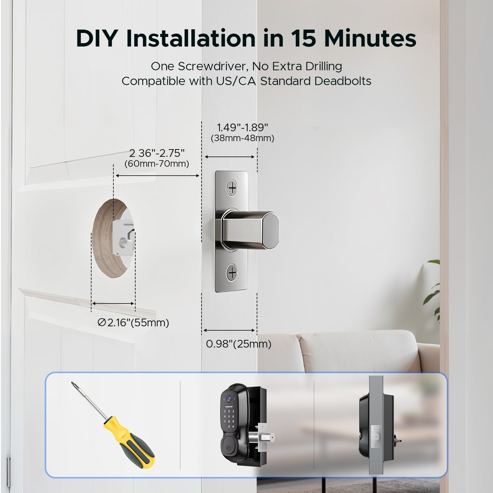 3-in-1 WiFi Video Smart Lock Camera+Doorbell+Fingerprint Keyless Entry Door Lock