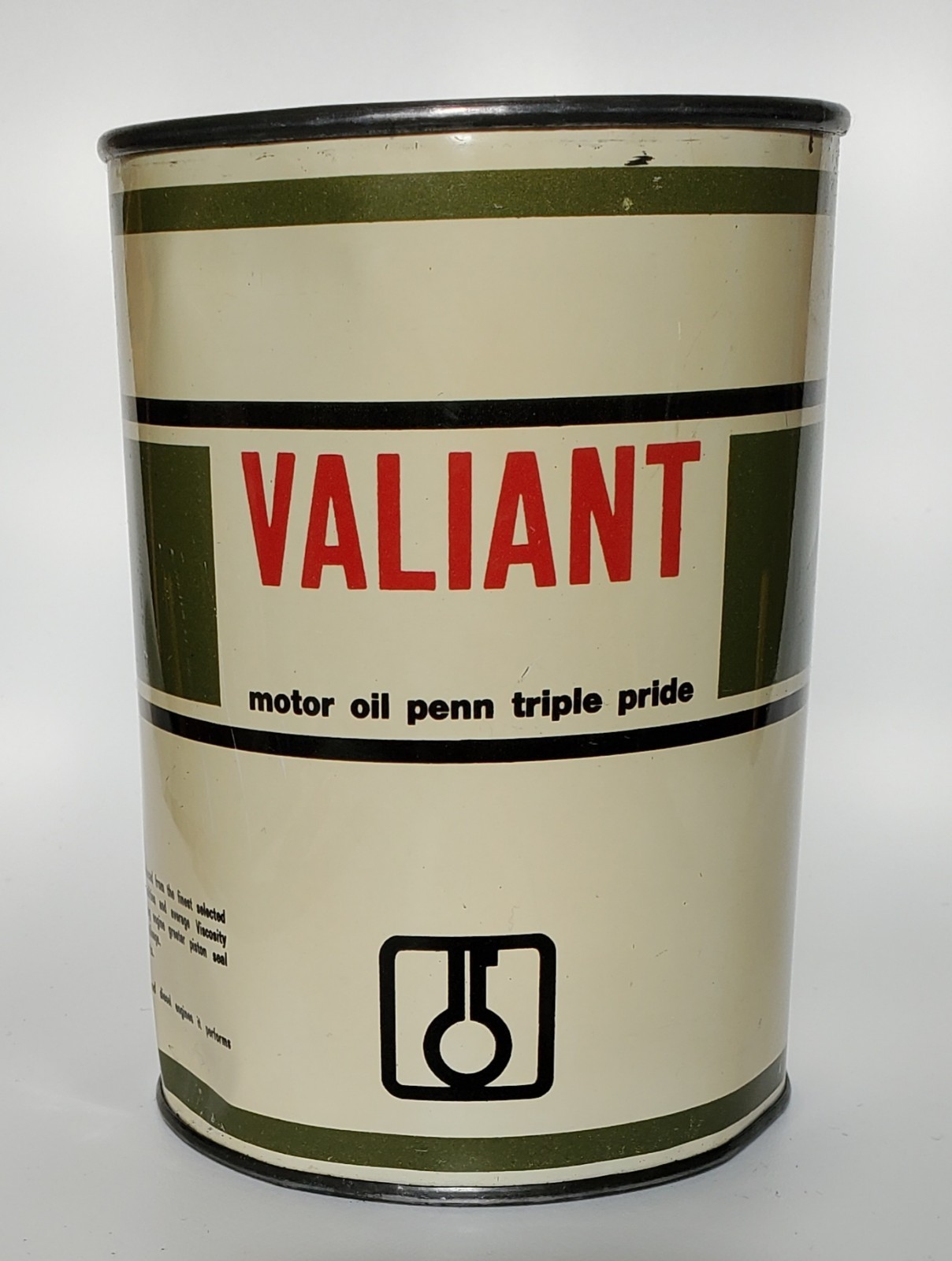 Collectors Oil Can. Super Rare Vintage Display. Hard To Find! "VALIANT" Nice.