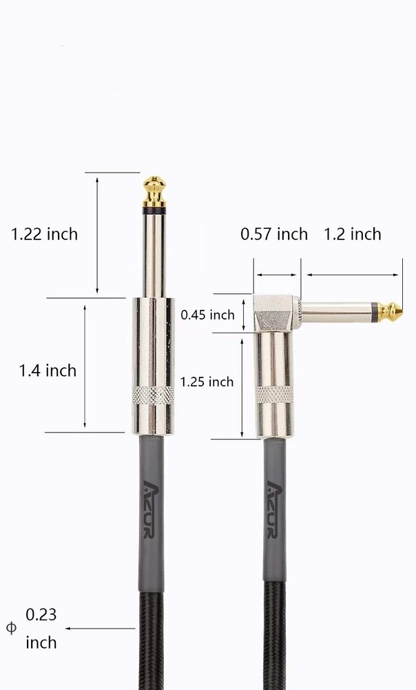 AZOR Audio Cable 10ft Pedal Cable Guitar Connector Shielded Noise Reduction Wire