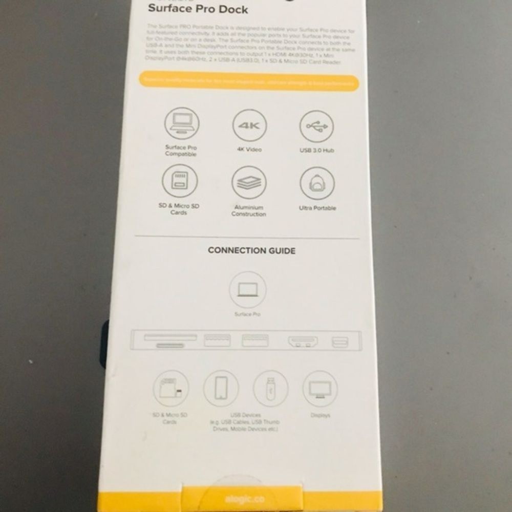 ALOGIC SURFACE PRO DOCK PORTABLE ULTRA SERIES SILVER