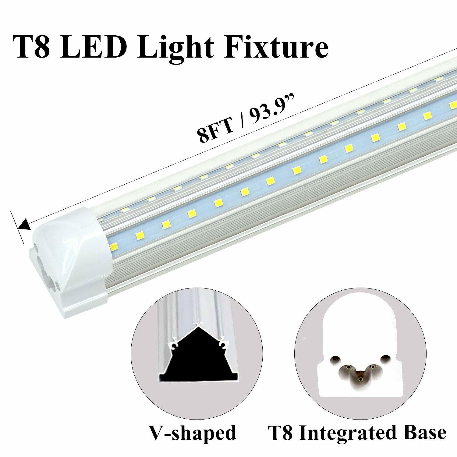 25 Pack T8 8FT LED Tube Light Bulbs 72W 6500K 8 Foot LED Shop Light Fixture