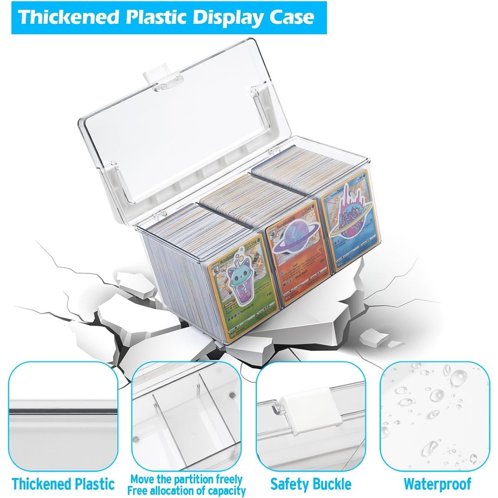 Trading Card Storage Box Playing Card Case with Removable Dividers
