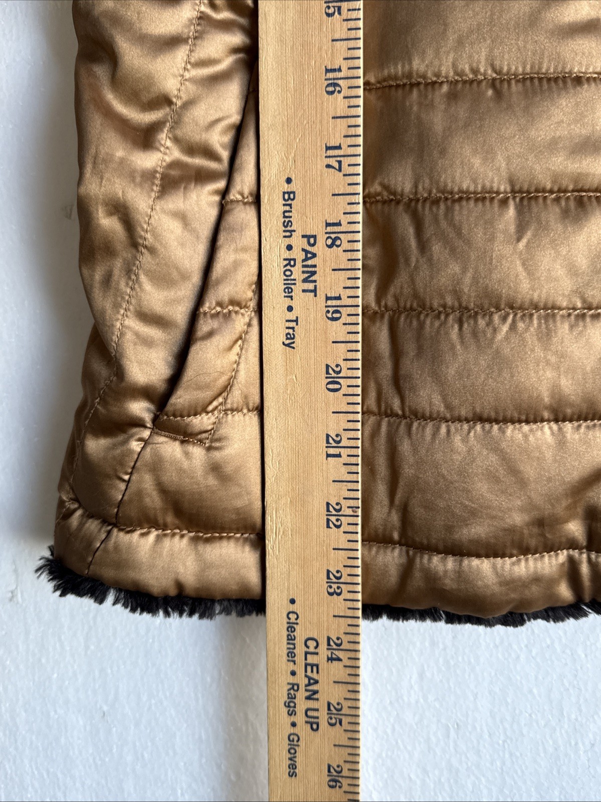 The North Face Girls Reversible Puffer Jacket Gold-Black Fleece Size Large 14/16