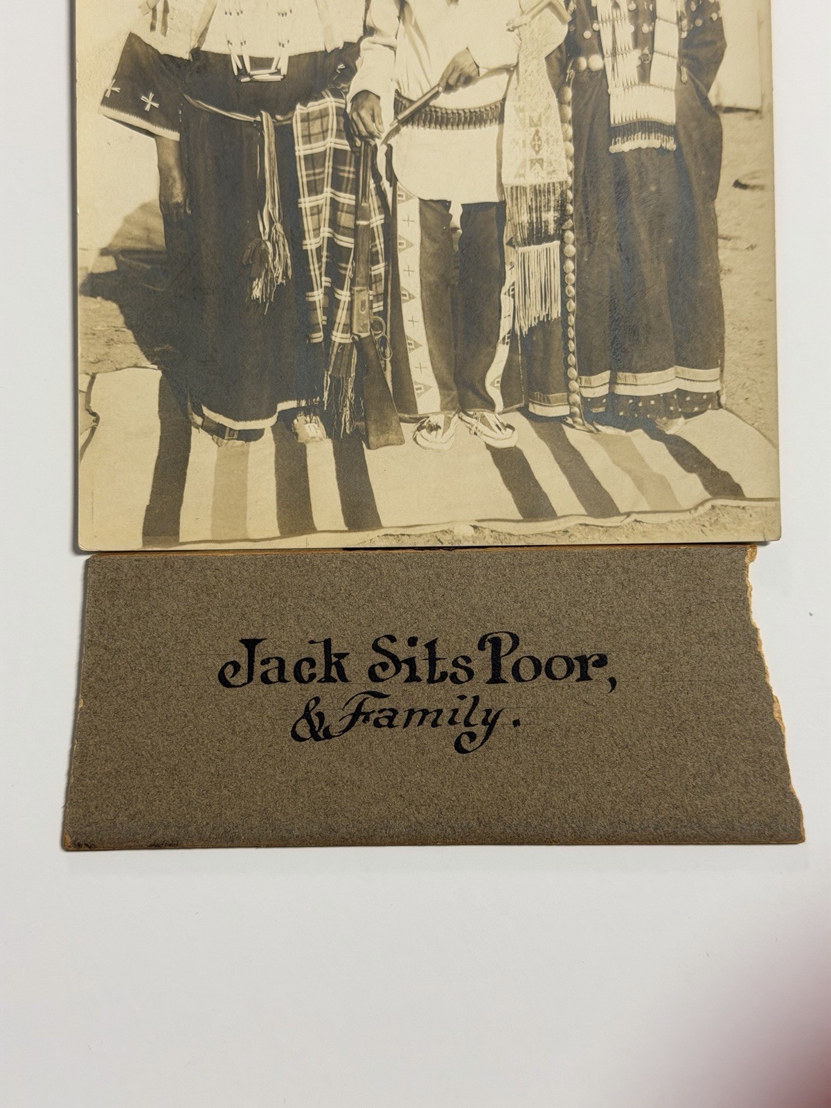 Antique Native American Indian Photograph Titled: "Jack Sits Poor, & Family"