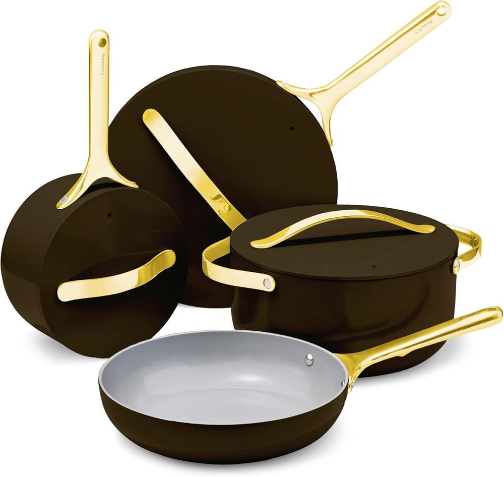 Non-Stick Ceramic Cookware Set (12 Piece) Pots, Pans, Lids and Kitchen Storage -