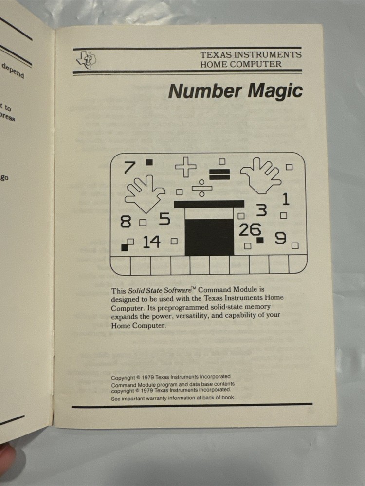 TEXAS INSTRUMENTS HOME COMPUTER NUMBER MAGIC COMMAND MODULE MANUAL Classic